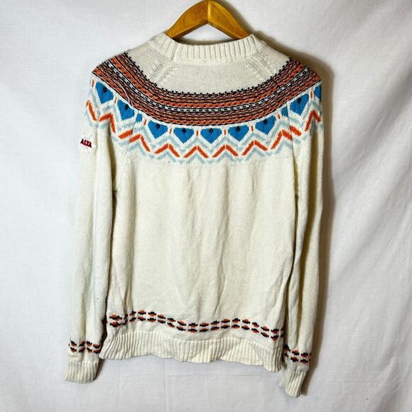 Kari Traa Sundve Ivory Orange Blue Fair Isle Nordic Crewneck LS Sweater Size M - Picture 8 of 10